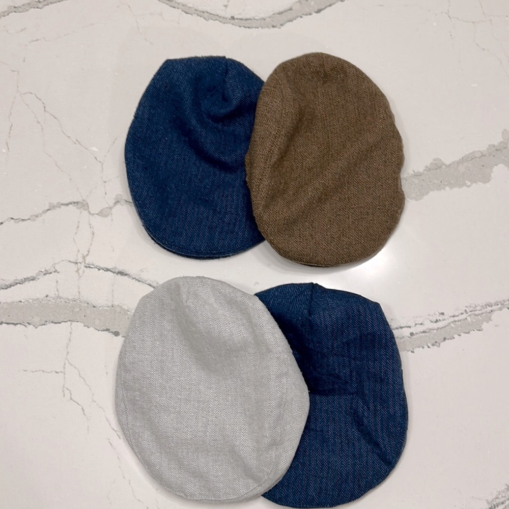 FOUR Baby Boy Tweed Pageboy/Drivers Caps, Size 6-12 months